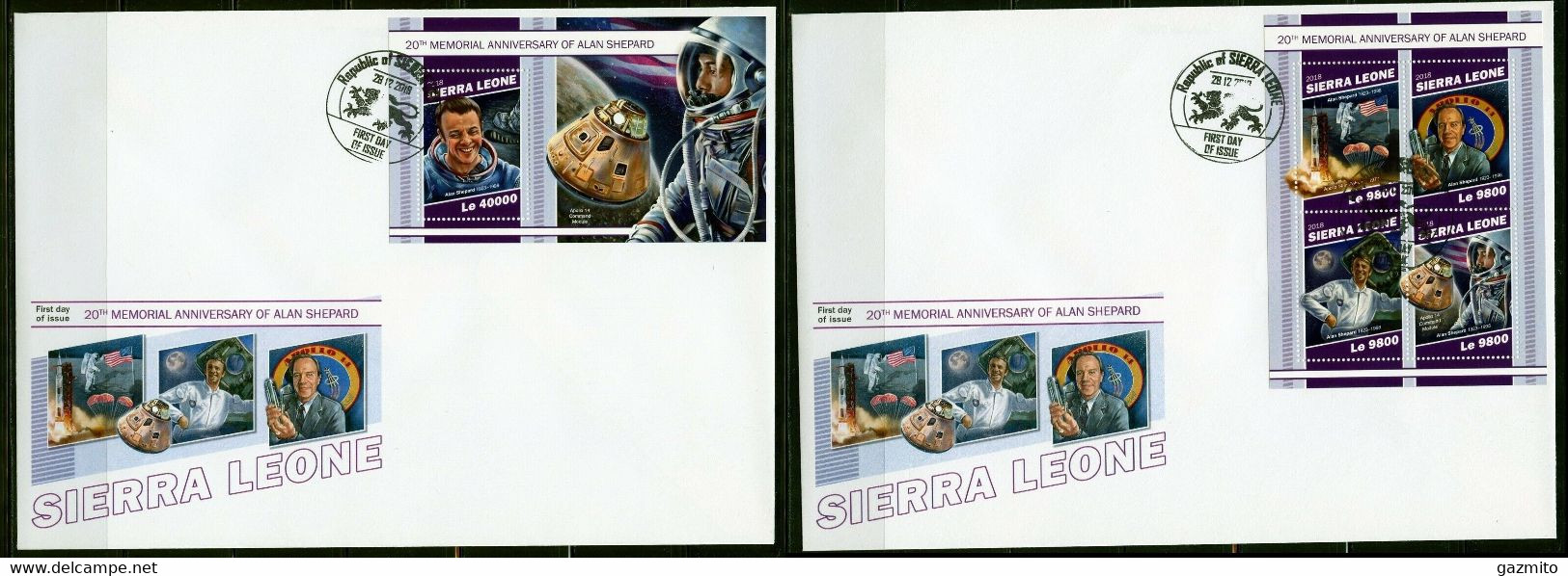 Sierra Leone 2018, Space, Alan Shepard, 4val In BF+BF In 2FDC - Africa