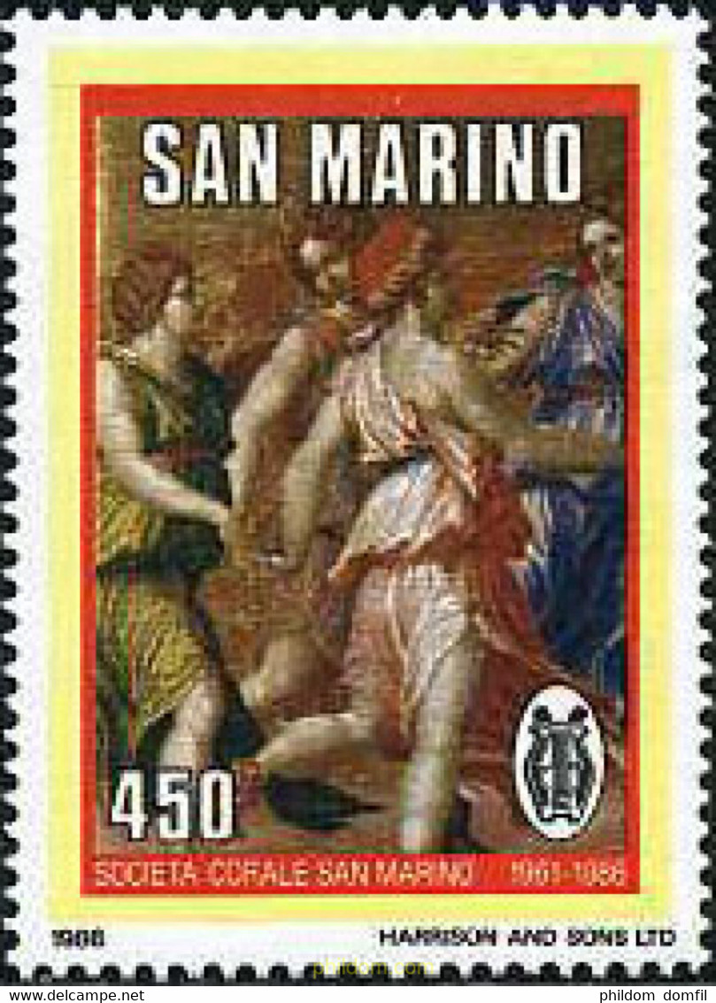 141223 MNH SAN MARINO 1986 25 ANIVERSARIO DE LA SOCIEDAD CORAL DE SAN MARINO - Gebraucht
