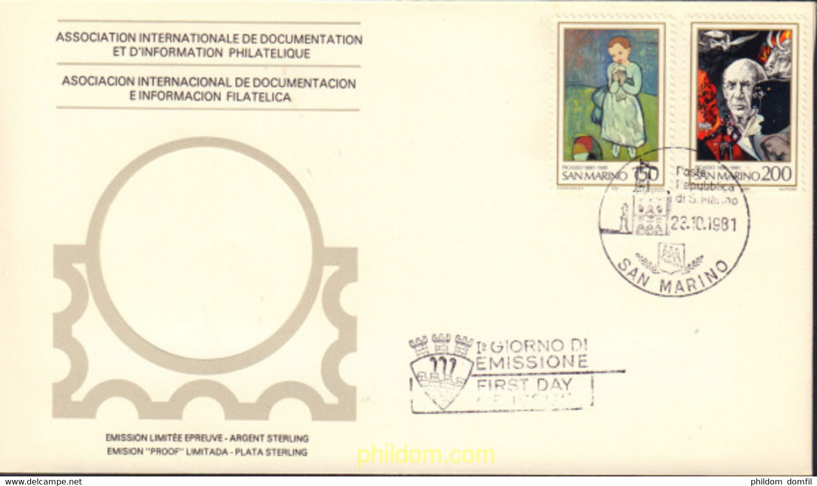 445450 MNH SAN MARINO 1981 100 ANIVERSARIO DEL NACIMIENTO DEL PINTOR PABLO PICASSO - Oblitérés