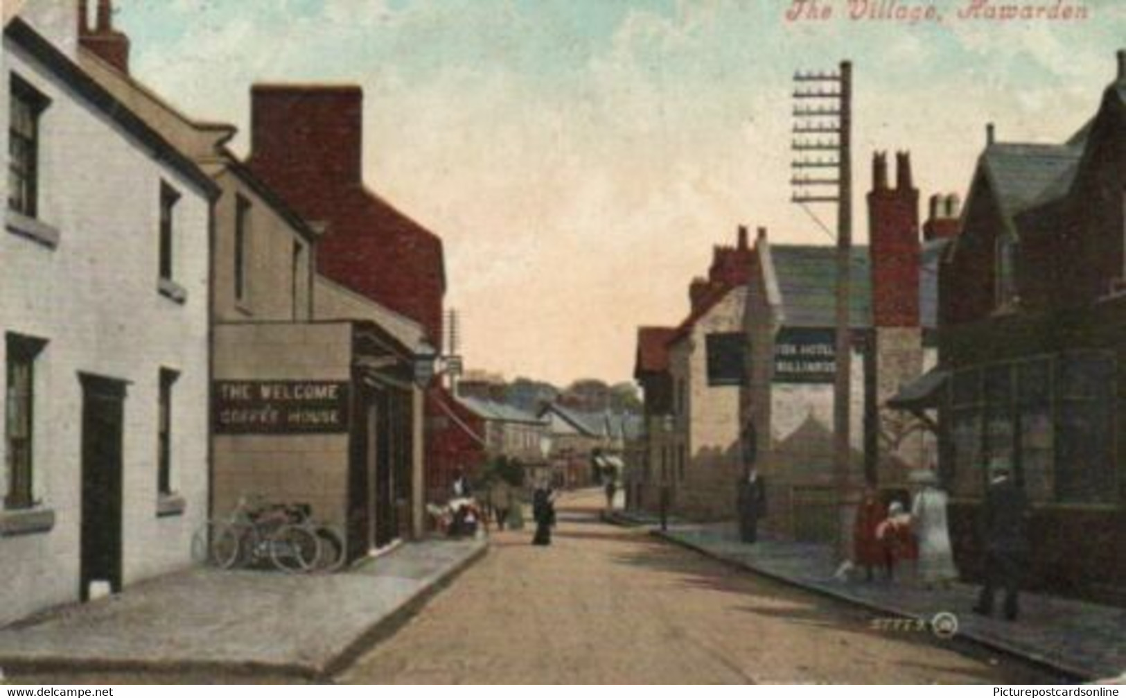 HAWARDEN THE VILLAGE OLD COLOUR POSTCARD FLINTSHIRE WALES - Flintshire