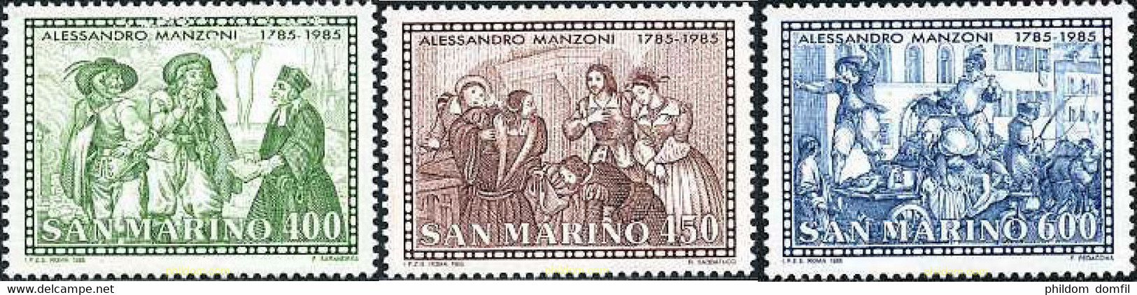 141210 MNH SAN MARINO 1985 200 ANIVERSARIO DEL NACIMIENTO DE ALESSANDRO MANZONI.POETA - Used Stamps