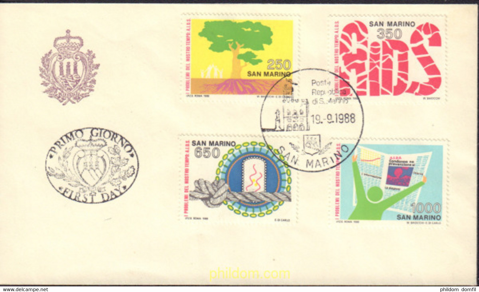 445525 MNH SAN MARINO 1988 SIMPOSIUM INTERNACIONAL CONTRA EL SIDA - Oblitérés