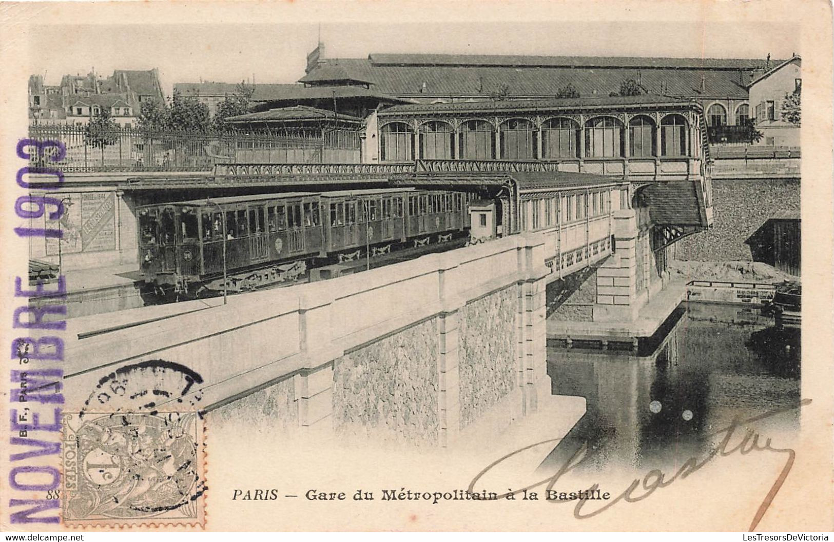 CPA Paris - Le Metropolitain A La Bastille - Griffe Novembre 1903 - B F - Metro, Estaciones