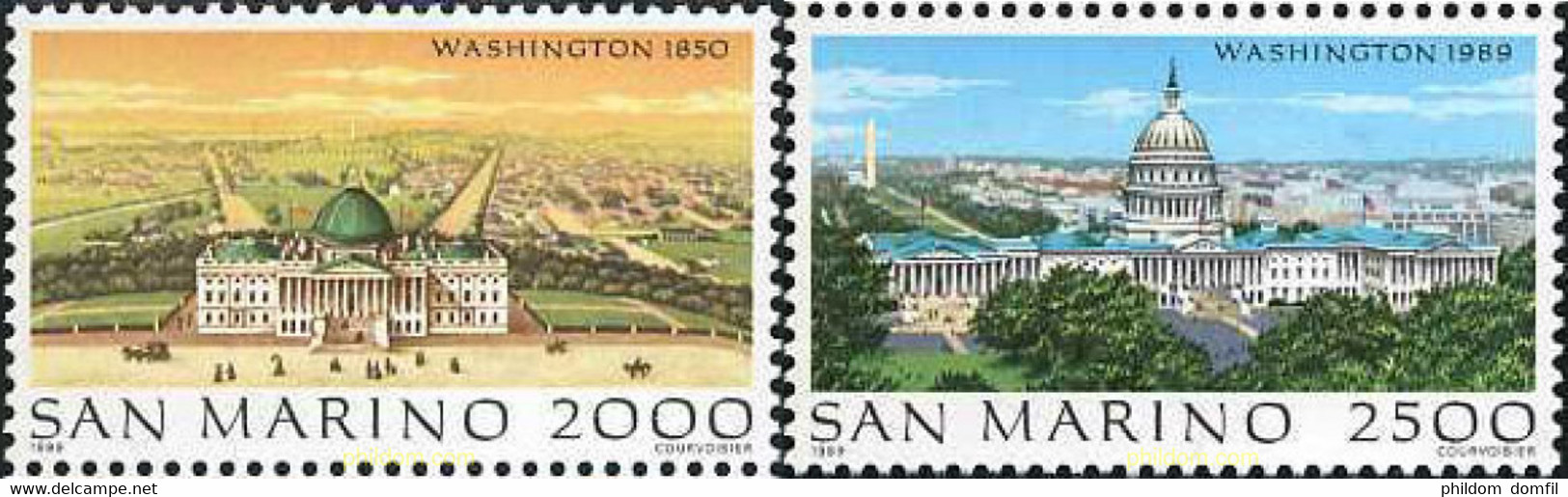 141331 MNH SAN MARINO 1989 LAS GRANDES CIUDADES DEL MUNDO. WASHINGTON - Gebruikt