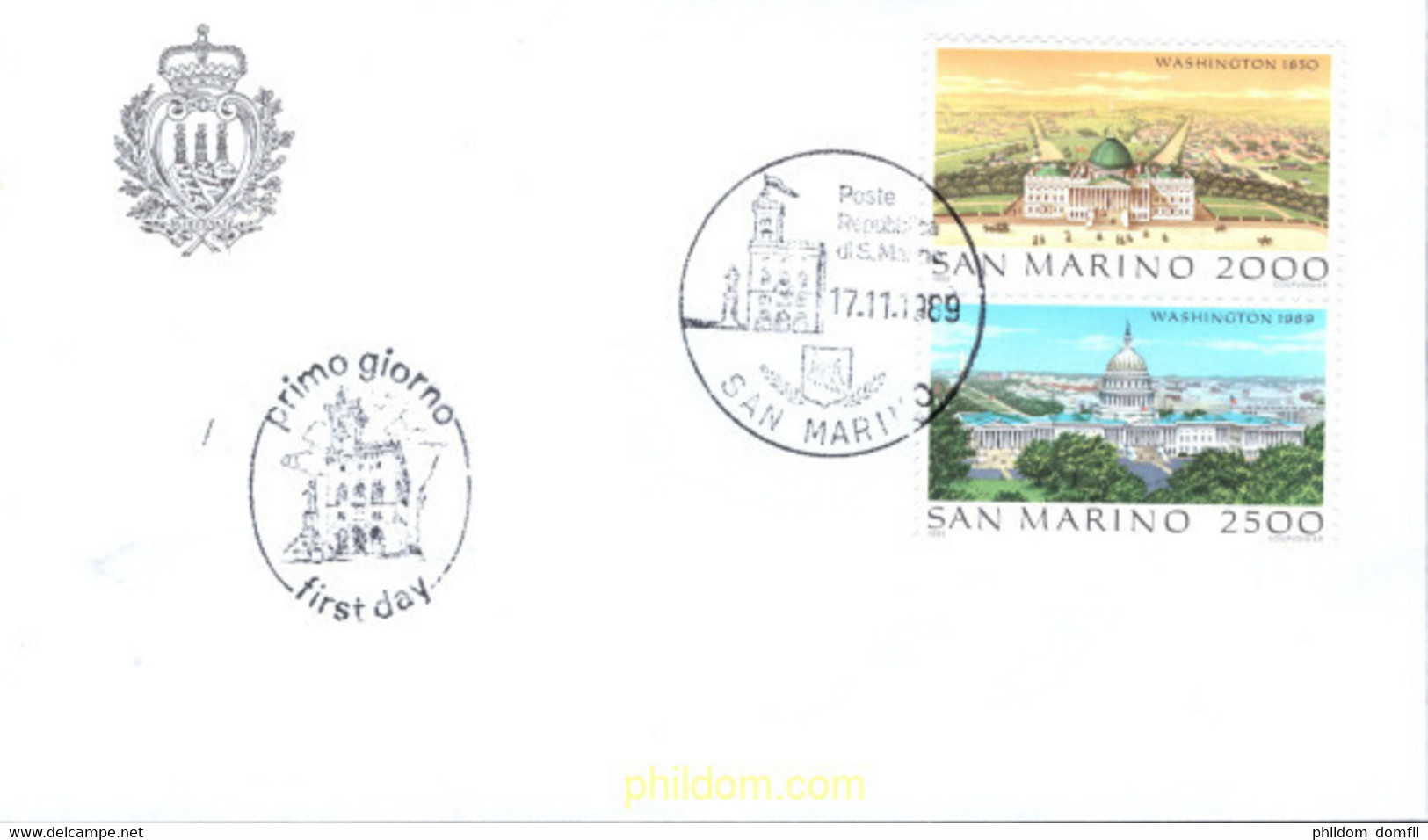 445542 MNH SAN MARINO 1989 LAS GRANDES CIUDADES DEL MUNDO. WASHINGTON - Gebruikt