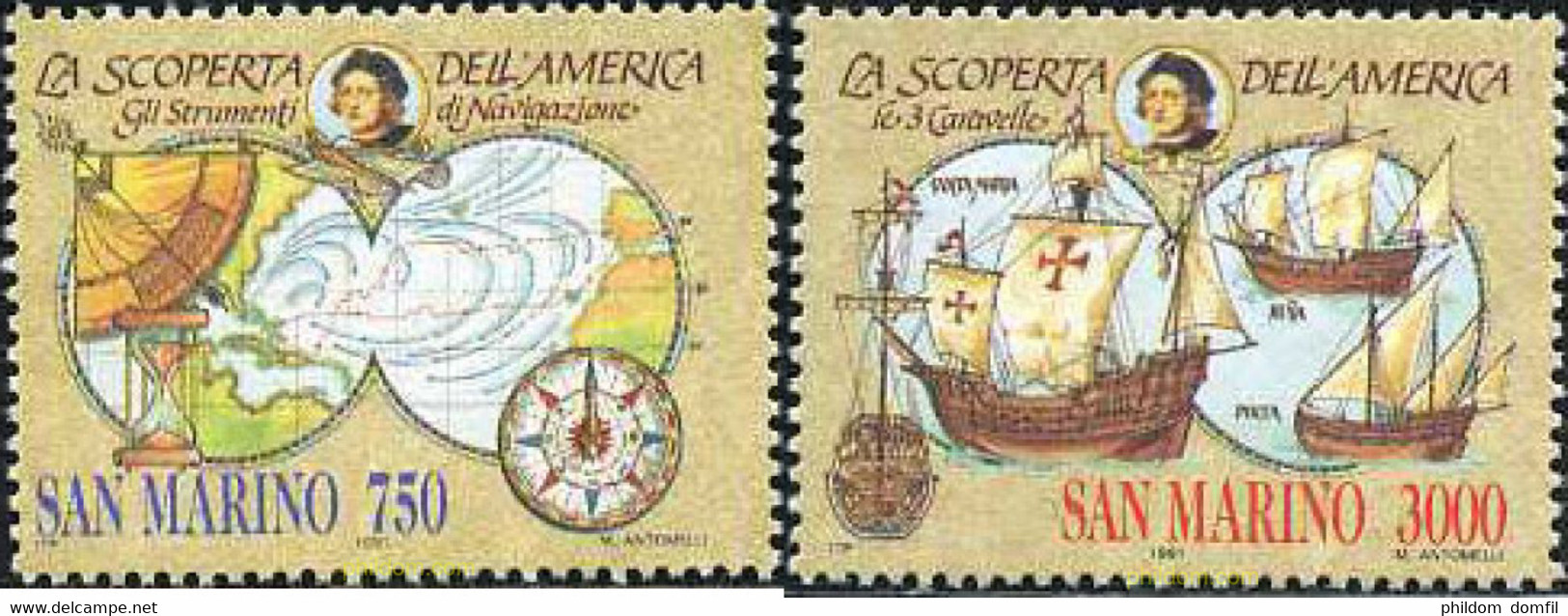 141420 MNH SAN MARINO 1991 500 ANIVERSARIO DEL DESCUBRIMIENTO DE AMERICA - Gebraucht