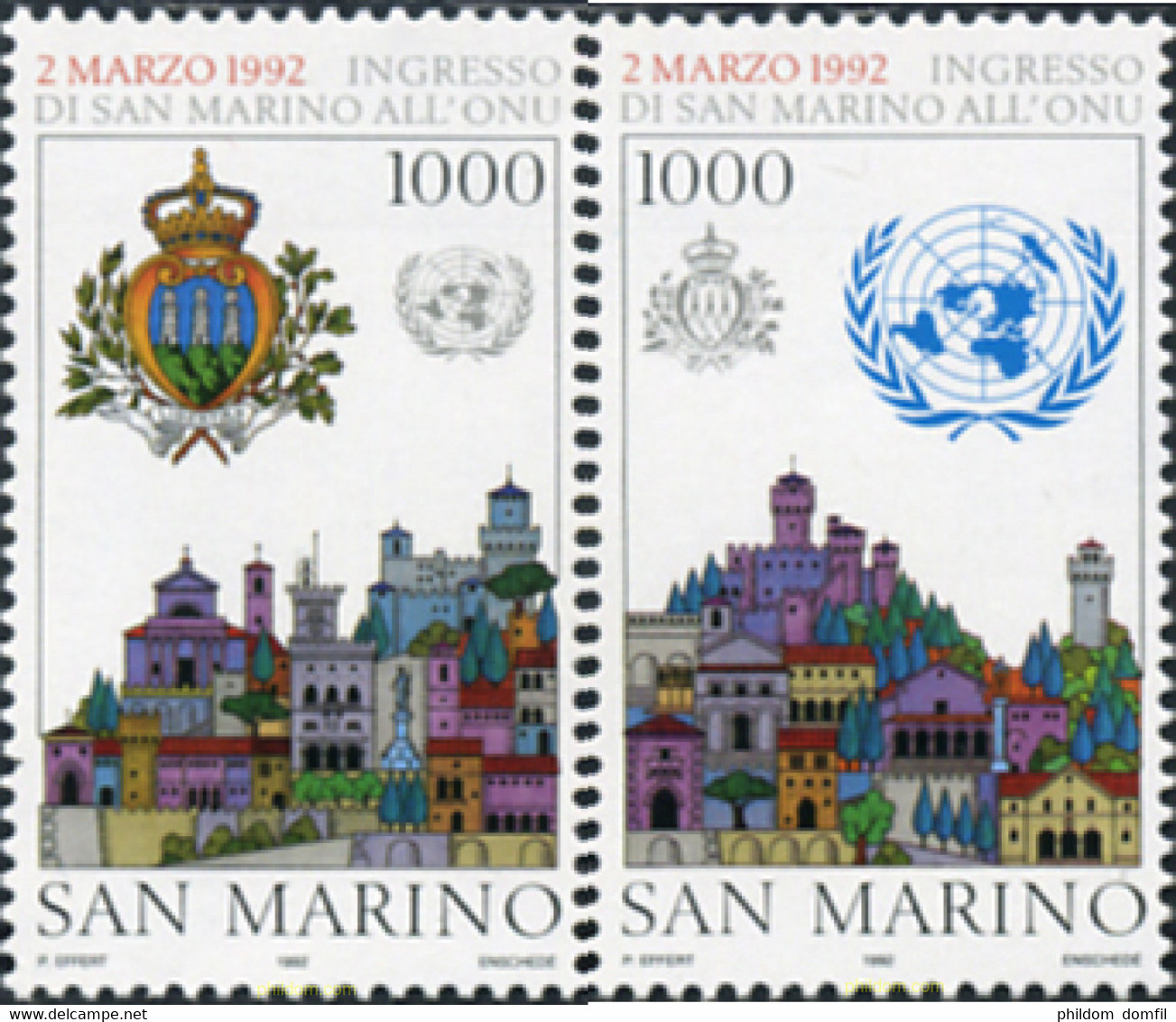 141437 MNH SAN MARINO 1992 INGRESO DE SAN MARINO EN LA ONU - Gebraucht