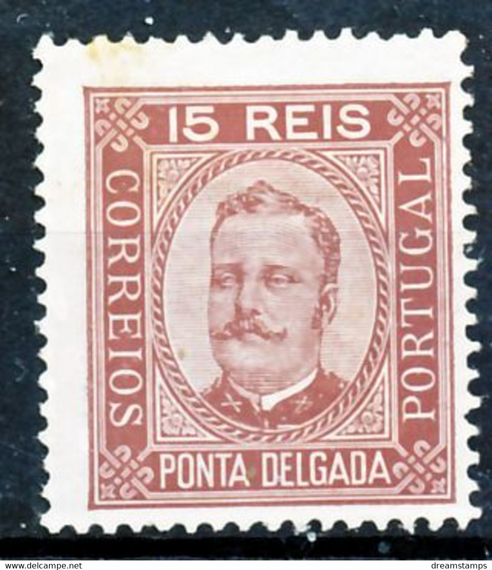 !										■■■■■ds■■ P.Delgada 1892 AF#03 (*) King Carlos Neto 15 Réis 13,5 (x0100) - Ponta Delgada