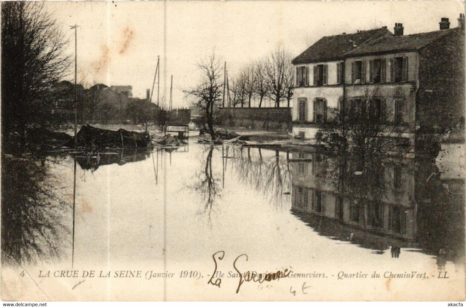 CPA Ile-St-DENIS Quartier Du Chemin Vert Crue De La Seine 1910 (569215) - L'Ile Saint Denis