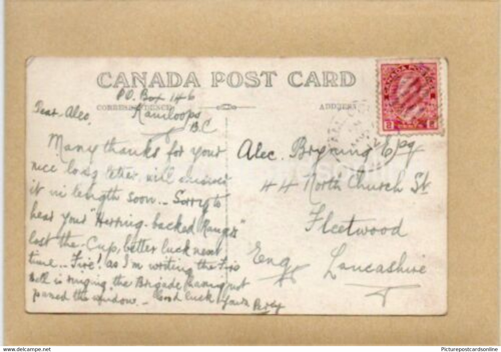 CANADA MILITARY PARADE NICE OLD R/P POSTCARD SENT KAMLOOPS 1912 - Kamloops