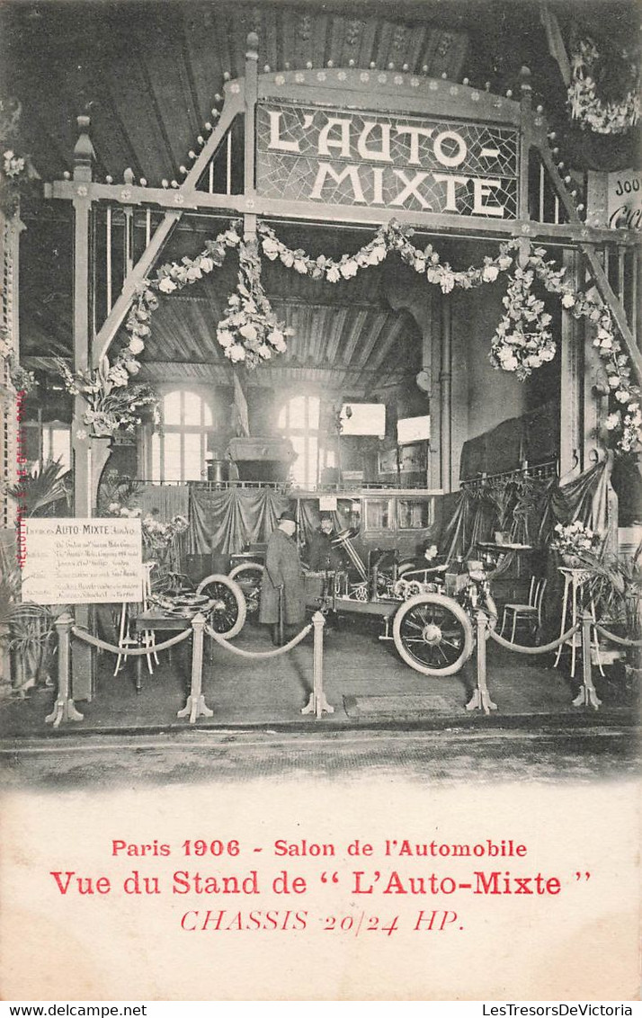 CPA PARIS - Salon De L'automobile - Paris 1906 - Vue Du Stand De L'auto Mixte - Chassis 20/24 HP - Rare - Expositions