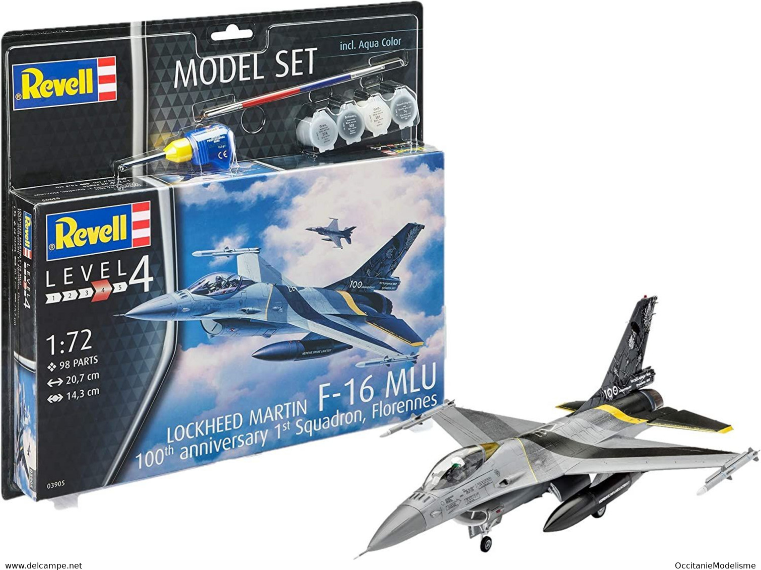 Revell - SET LOCKHEED MARTIN F-16 MLU 100th Anniversary + Peintures + Colle Maquette Kit Plastique 63905 Neuf NBO 1/72 - Avions