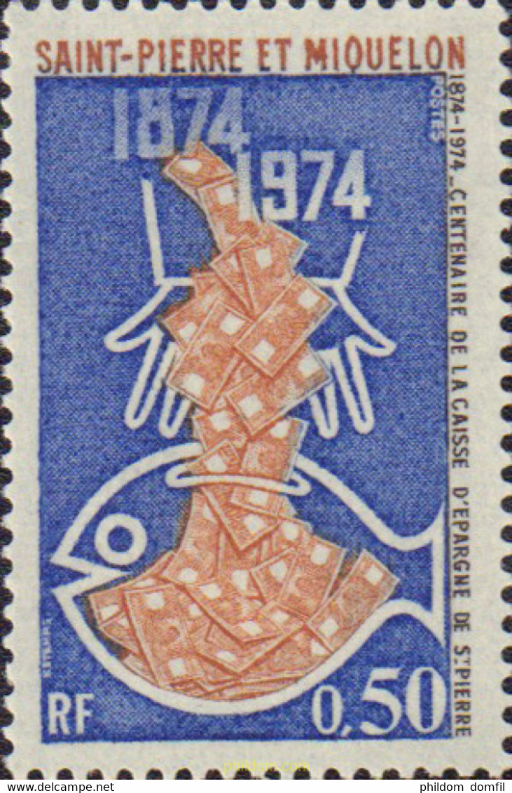 144217 MNH SAN PEDRO Y MIQUELON 1974 CENTENARIO DE LA CAJA DE AHORROS DE SAN PEDRO - Gebruikt