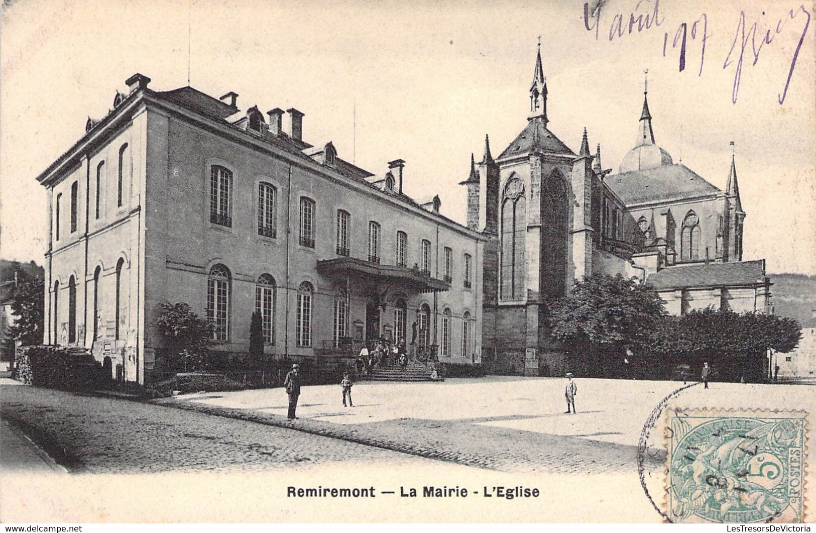 CPA France - Vosges - Remiremont - La Mairie - L'Eglise - Oblitérée 5 Août 1907 - Simi Bromure A. Berger Frères - Remiremont