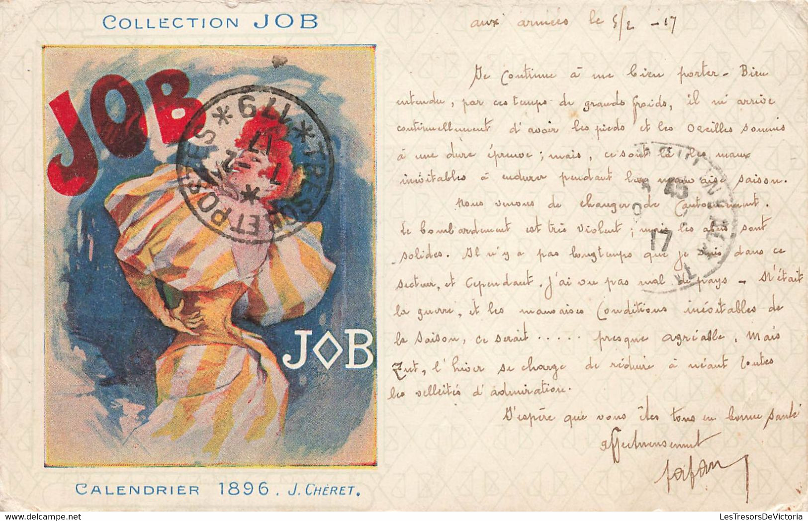 CPA Illustrateur - Collection Job - Calendrier 1896 - J Chéret - Cachet Tresor Et Postes 1917 - Chéret