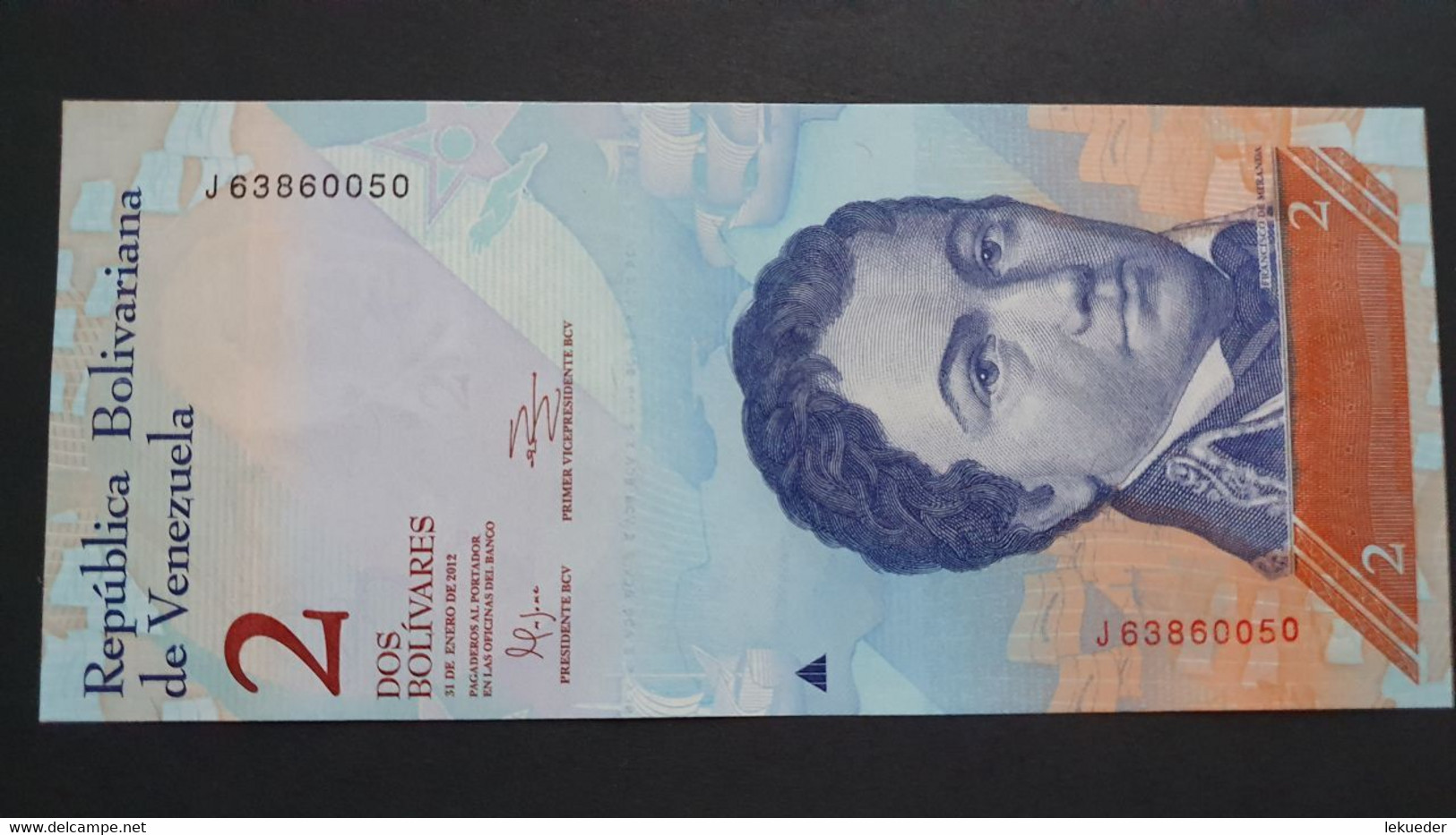 Billete De Banco De VENEZUELA - 2 Bolívares, 2012 - Autres - Amérique