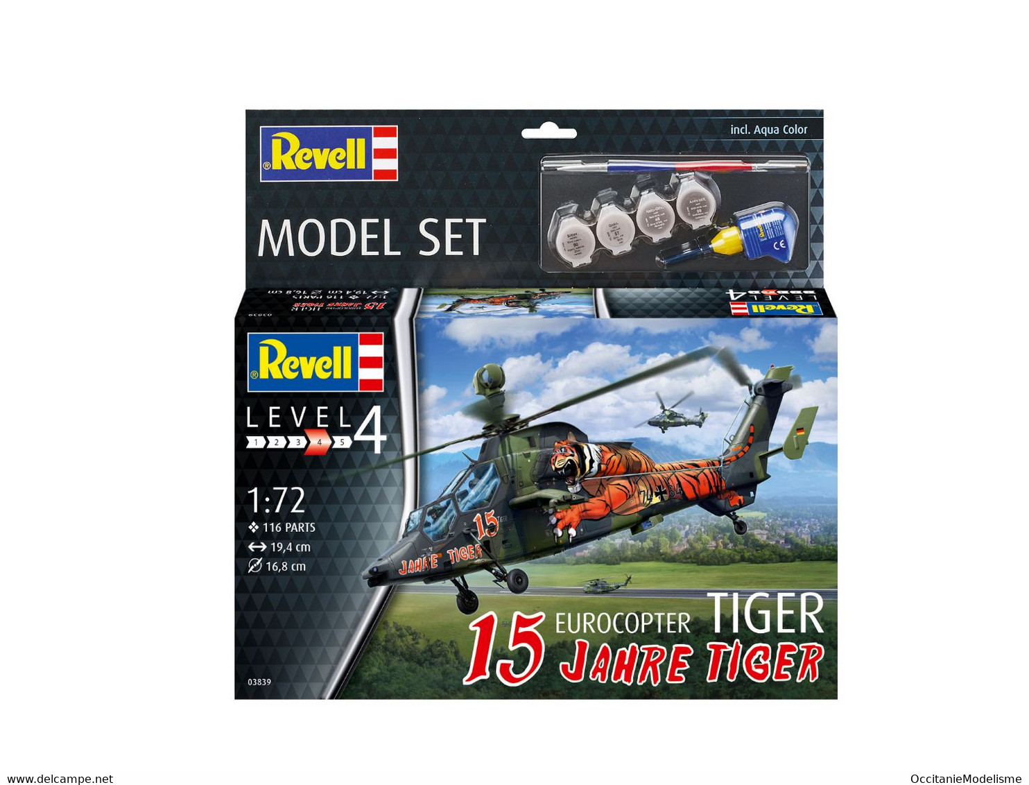 Revell - SET EUROCOPTER TIGER 15 Jahre + peintures + colle maquette kit plastique réf. 63839 Neuf NBO 1/72