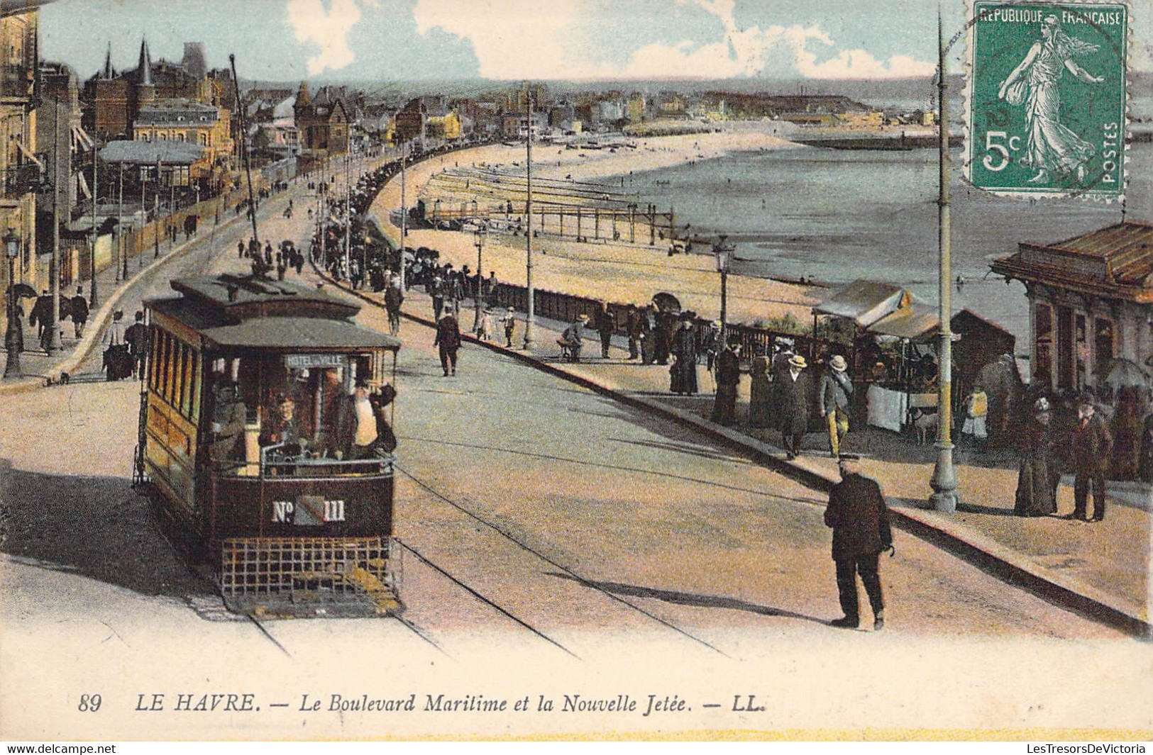 CPA Transports - Tramways - Le Havre - Le Boulevard Maritime Et La Nouvelle Jetée - L.L. - Oblitérée - Colorisée - Tramways