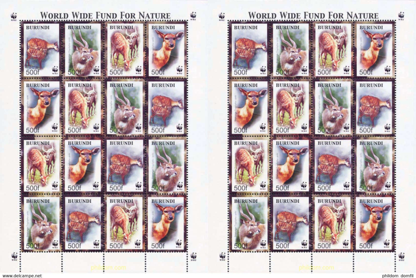 145227 MNH BURUNDI 2004 WWF. ANTILOPES - Ungebraucht