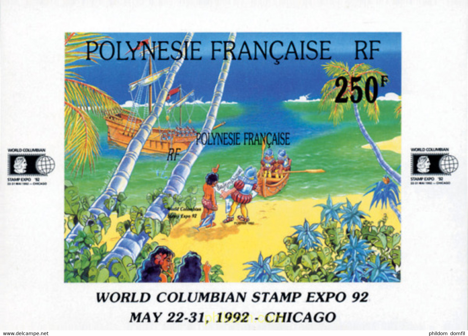 147839 MNH POLINESIA FRANCESA 1992 WORLD COLUMBIAN STAMP EXPO 92. EXPOSICION FILATELICA INTERNACIONAL DE CHICAGO - Oblitérés