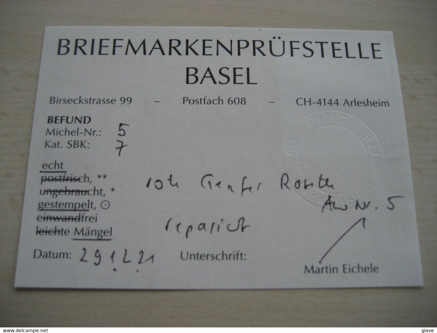 Grosser Adler Nr. 7 Kat 4000.- Vollrandig Mit Befund - 1843-1852 Federal & Cantonal Stamps