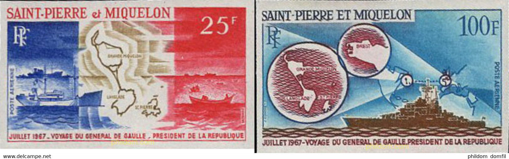 154196 MNH SAN PEDRO Y MIQUELON 1967 VIAJE DEL GENERAL DE GAULLE - Gebraucht