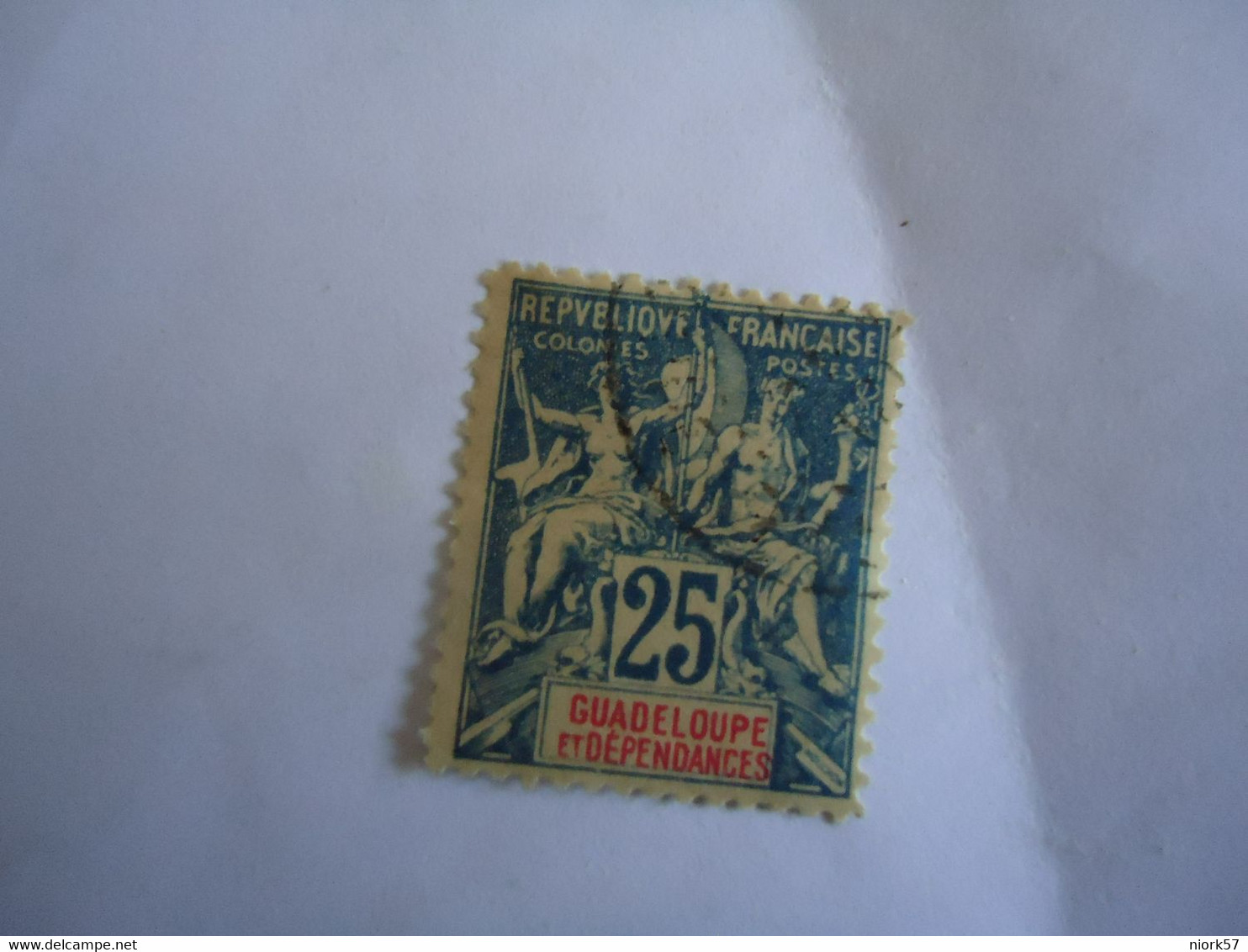 GUADELOUPE   FRANCE  COLONIES USED    STAMPS 25C BLUE  1892 - Andere & Zonder Classificatie