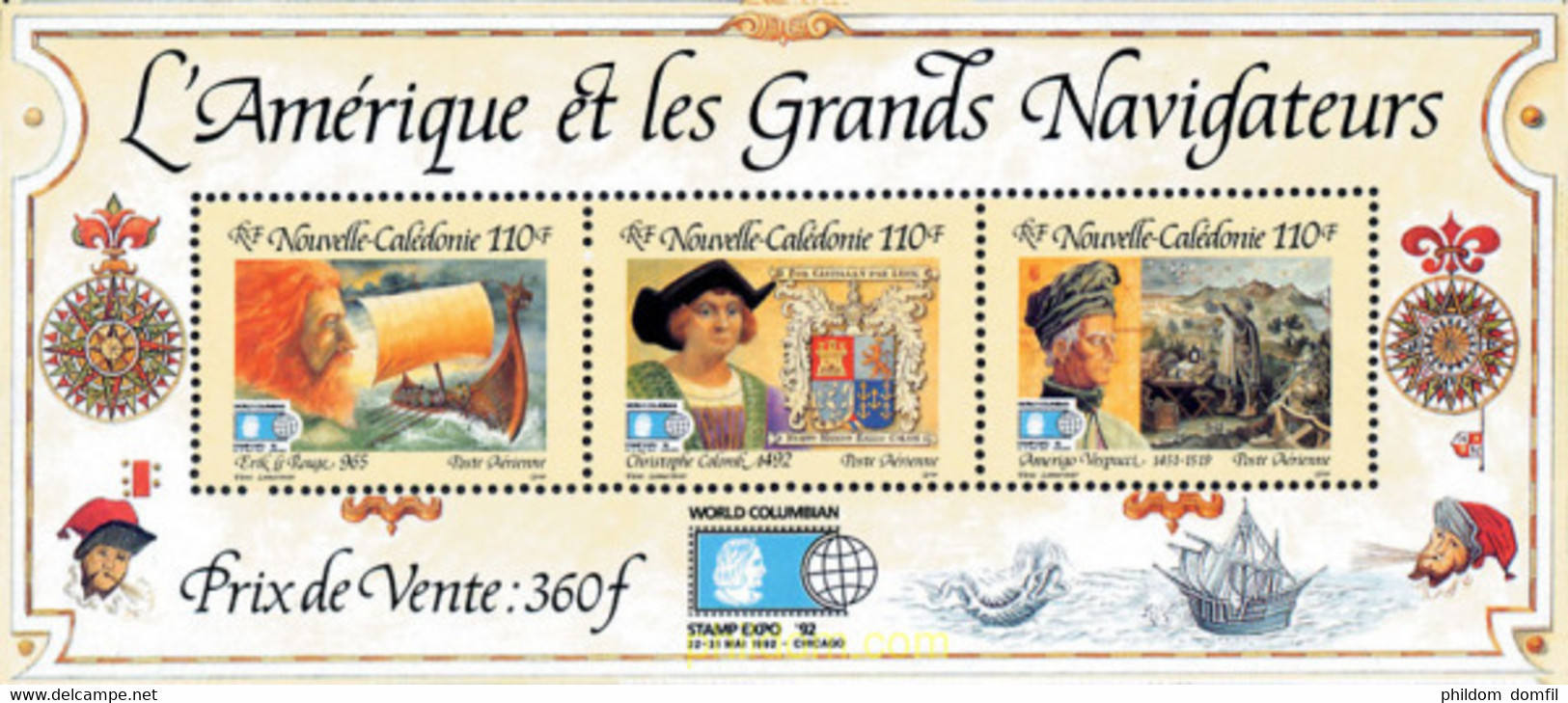 160880 MNH NUEVA CALEDONIA 1992 WORLD COLUMBIAN STAMP EXPO 92 - Gebruikt