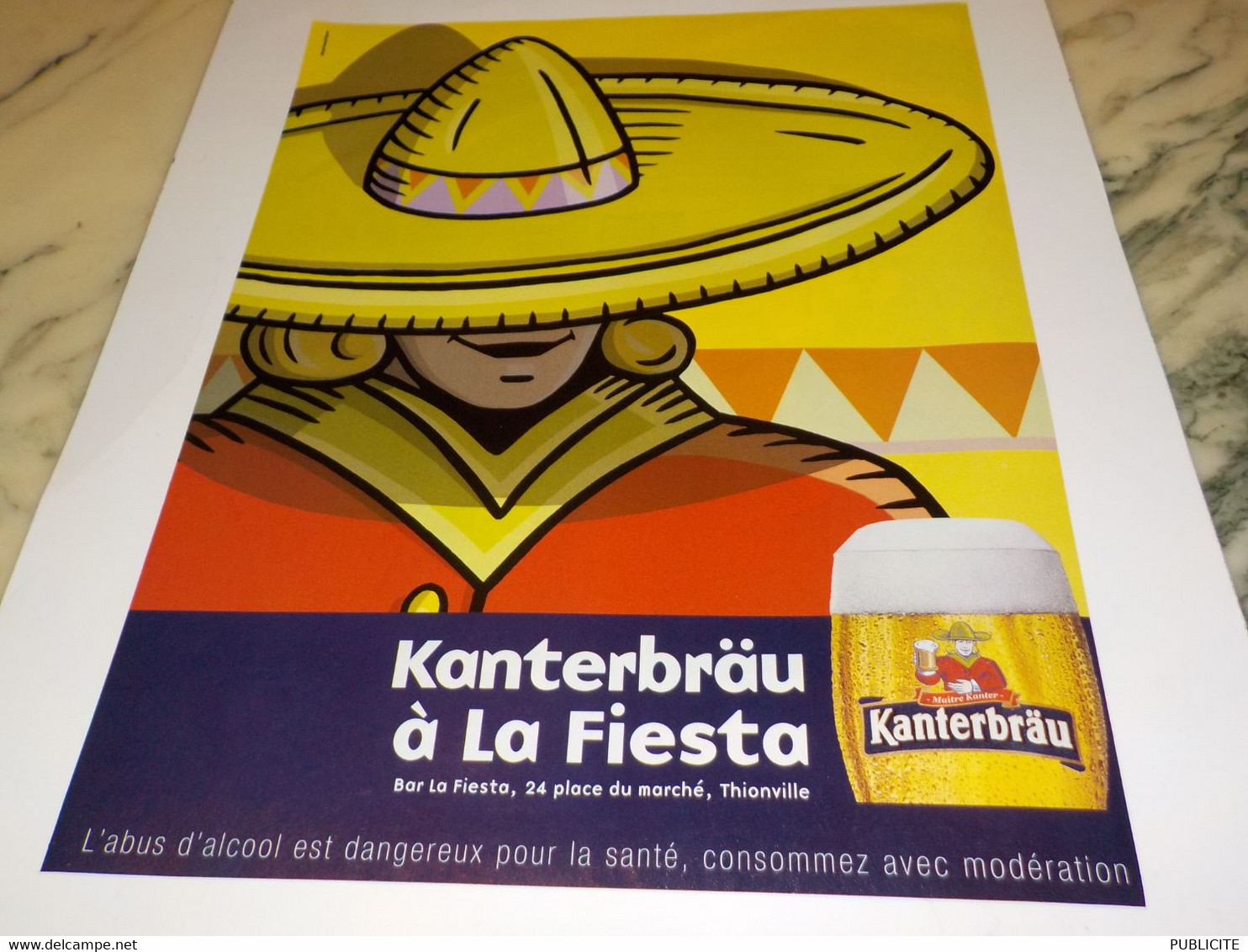 ANCIENNE PUBLICITE KANTERBRAU PRESENT BAR FIESTA  A  THIONVILLE 2001 - Alcools