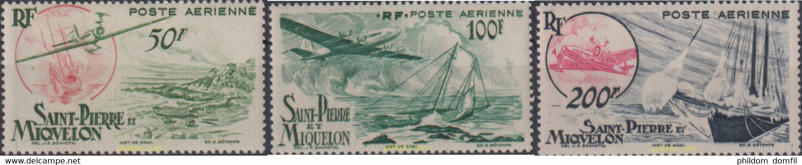 161204 MNH SAN PEDRO Y MIQUELON 1947 MOTIVOS VARIOS - Oblitérés