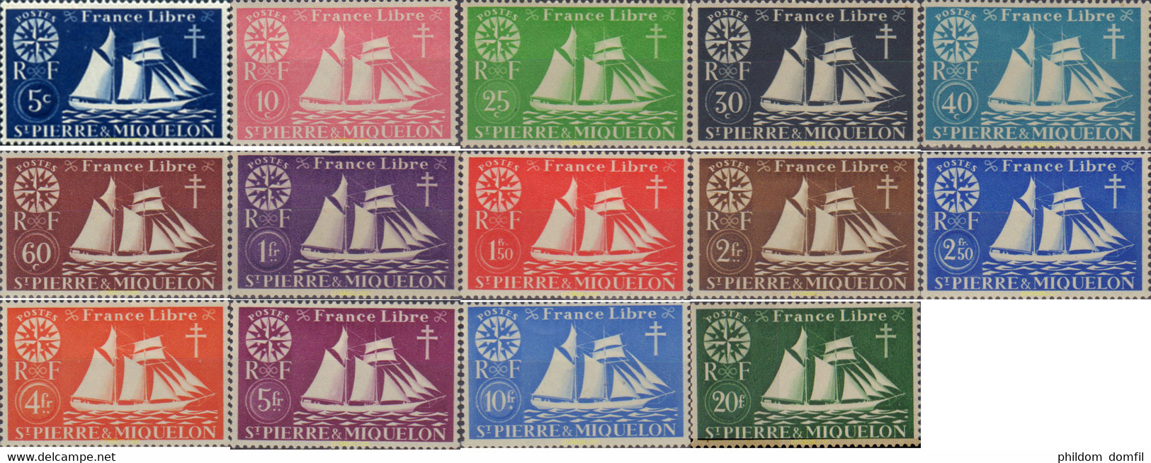 161129 MNH SAN PEDRO Y MIQUELON 1942 SERIE BASICA - Used Stamps