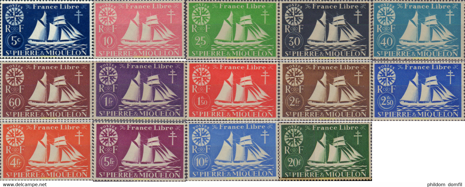 161129 MNH SAN PEDRO Y MIQUELON 1942 SERIE BASICA - Usati