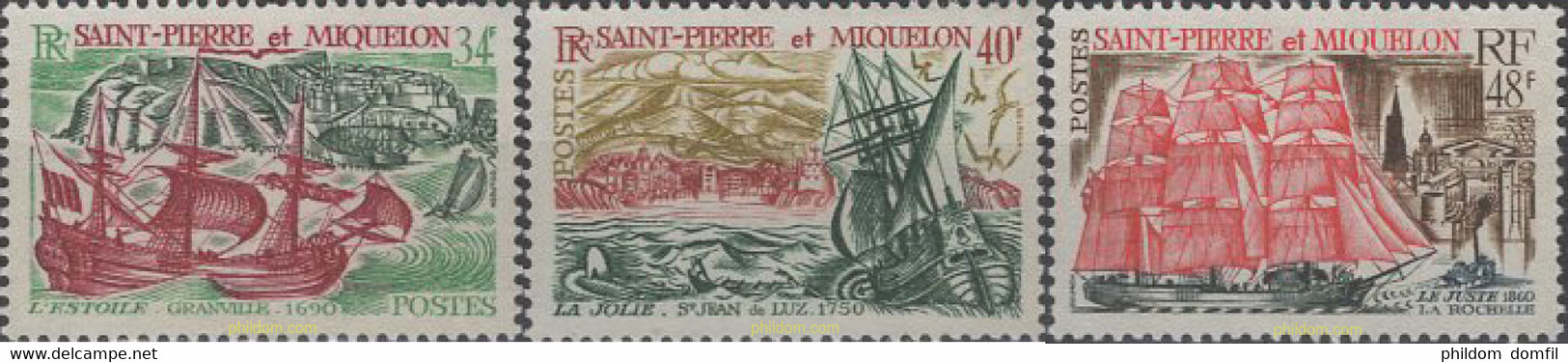 161247 MNH SAN PEDRO Y MIQUELON 1969 BARCOS DE LAS ANTIGUAS RELACIONES MARITIMAS DE SAN PEDRO Y MIGUELON CON FRANCIA - Gebruikt