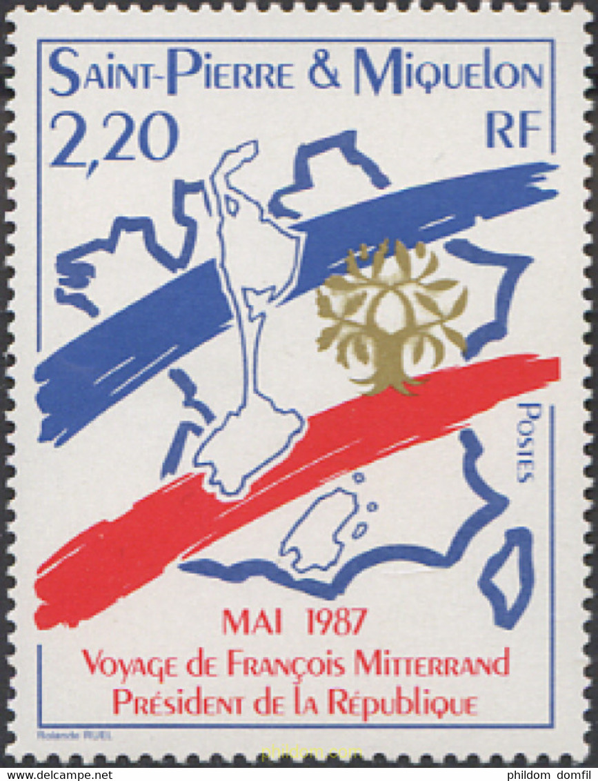 161339 MNH SAN PEDRO Y MIQUELON 1987 VISITA DE FRANÇOIS MITTERRAND. PRESIDENTE DE LA REPUBLICA - Usados