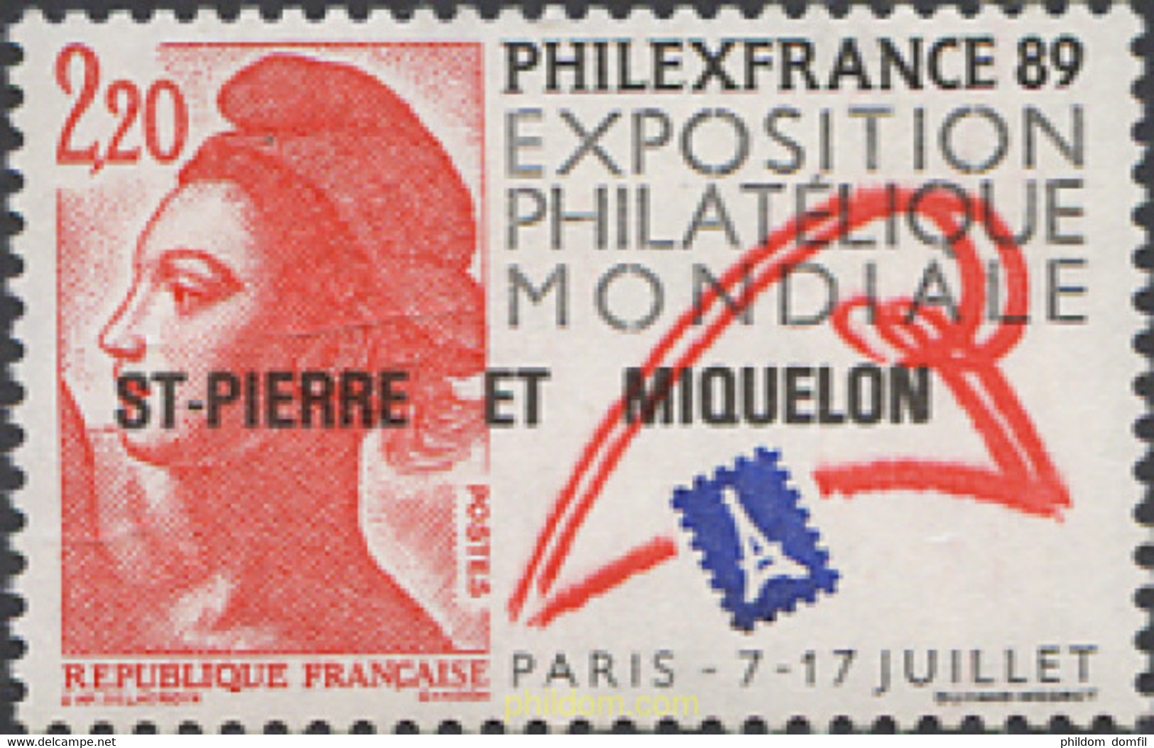 161344 MNH SAN PEDRO Y MIQUELON 1988 EXPOSICION FILATELICA INTERNACIONAL DE PARIS. PHILEXFRANCE'89 - Usados