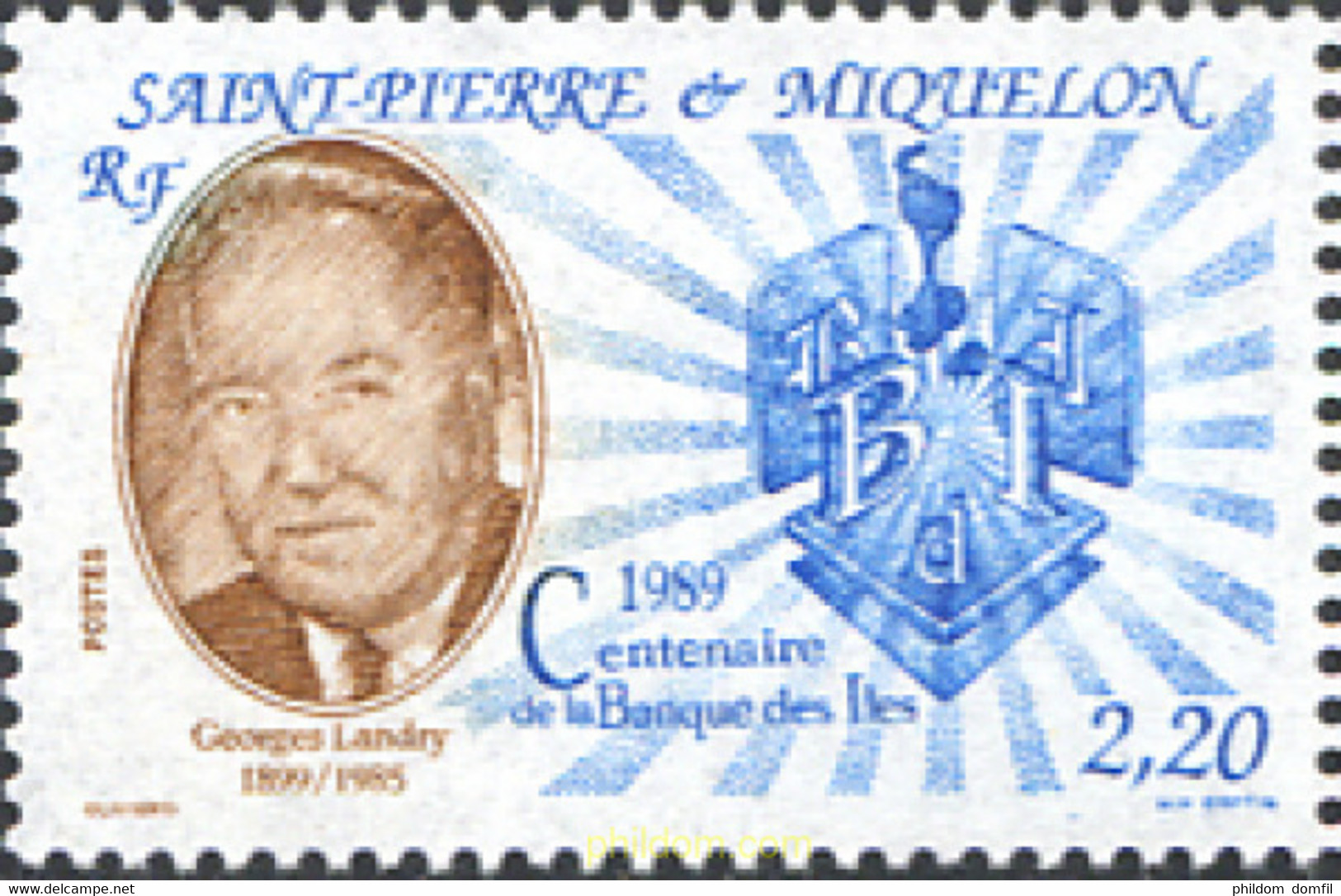 161380 MNH SAN PEDRO Y MIQUELON 1989 CENTENARIO DE LA BANCA DE LAS ISLAS - Oblitérés