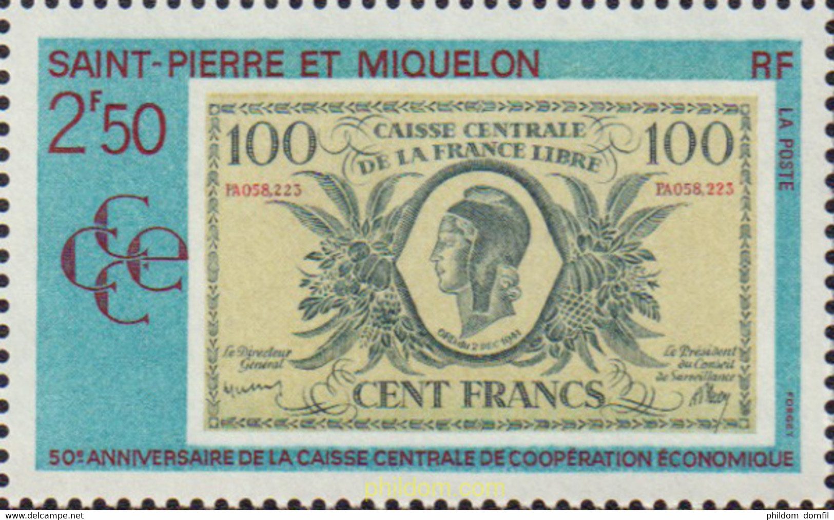 161412 MNH SAN PEDRO Y MIQUELON 1991 CINCUENTENARIO DEL BANCO INTERNACIONAL DE COPERACION ECONOMICA - Gebraucht