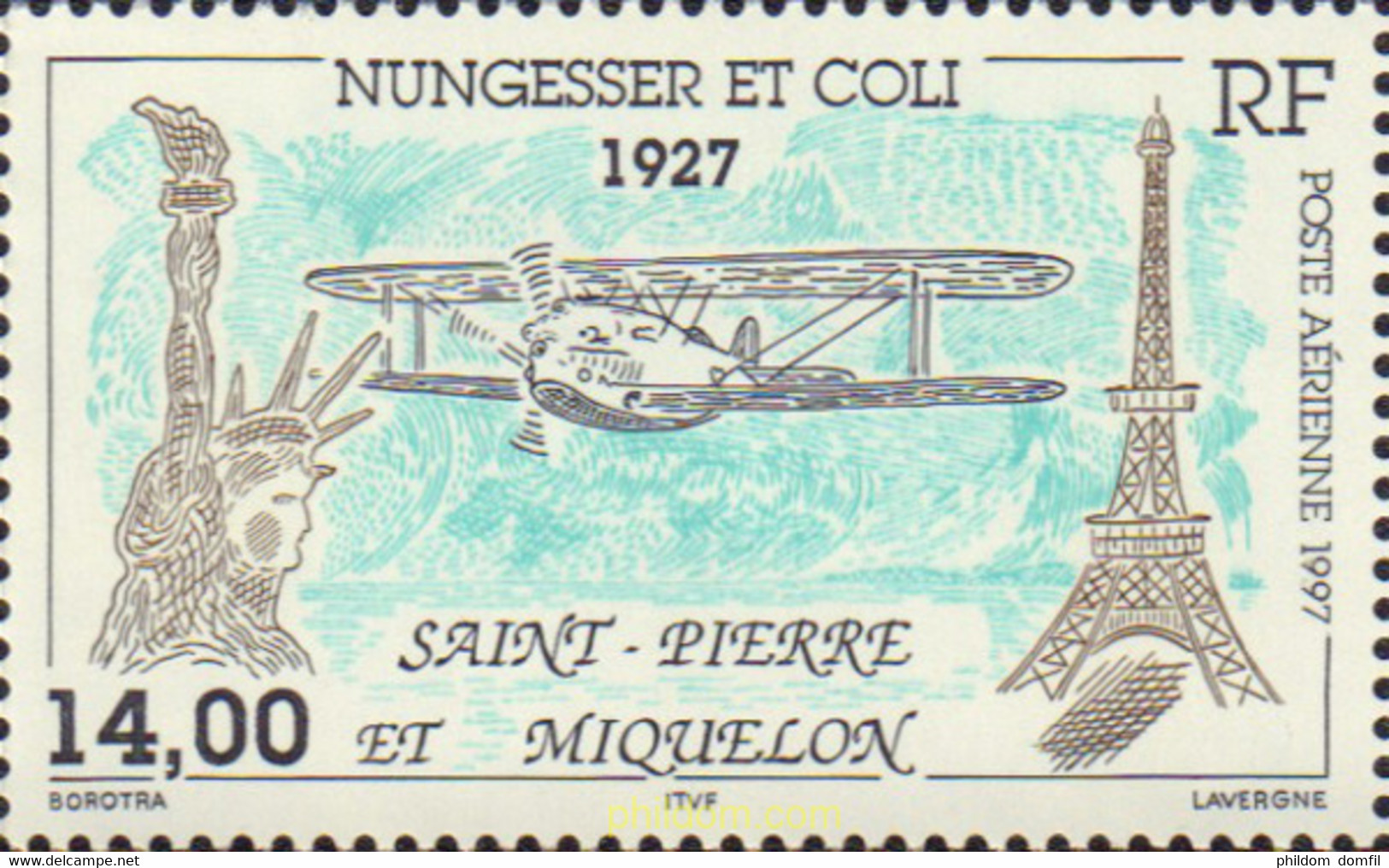 161501 MNH SAN PEDRO Y MIQUELON 1997 70 ANIVERSARIO DE LA DESAPARICION DEL VUELO DE NUNGESSER I COLI - Usati