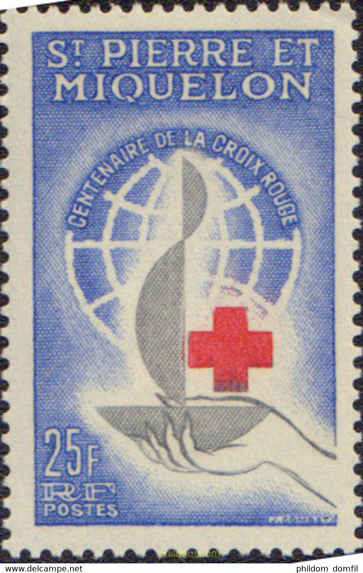 162833 MNH SAN PEDRO Y MIQUELON 1963 CENTENARIO DE LA CRUZ ROJA INTERNACIONAL - Gebruikt