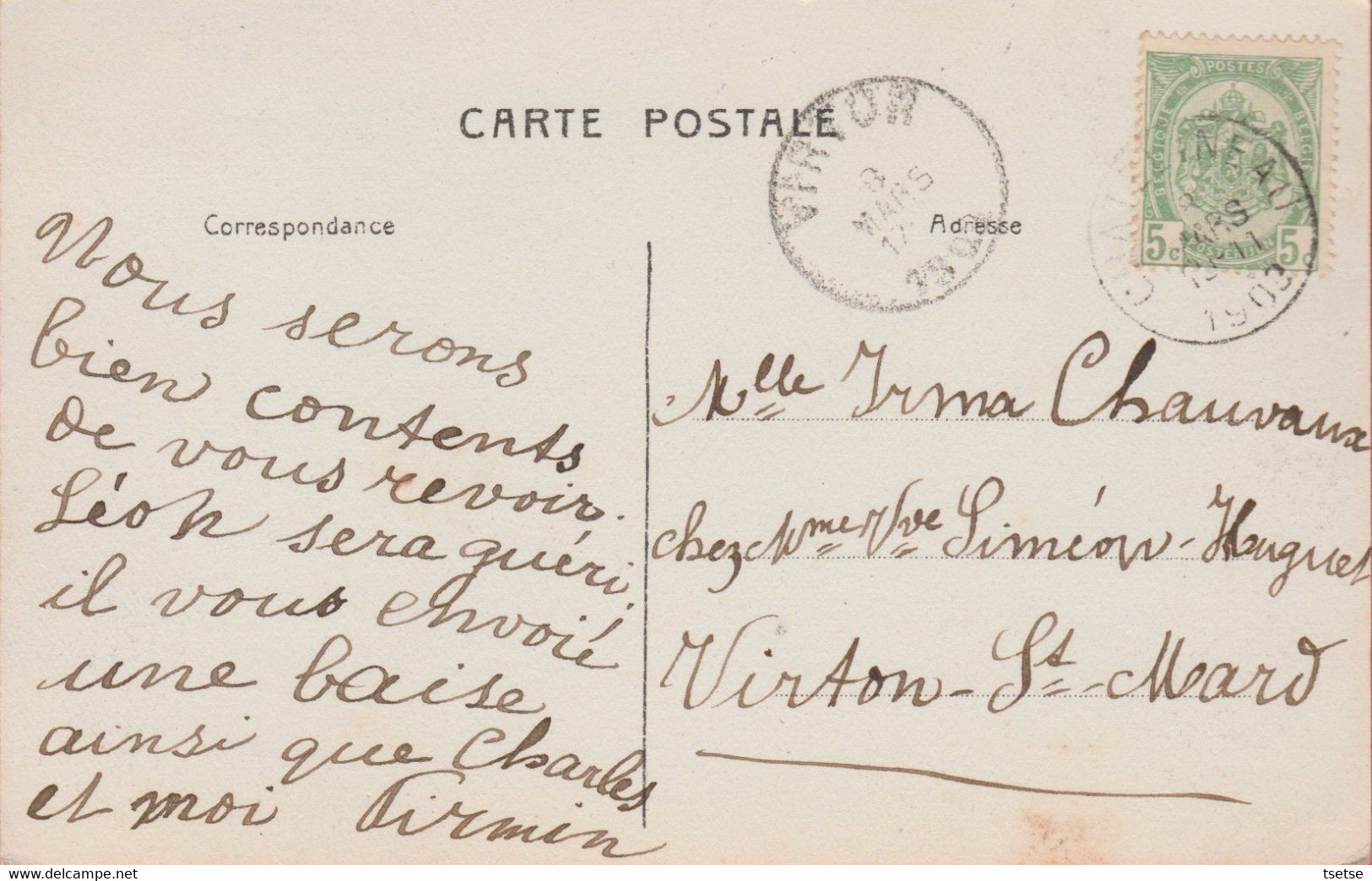 Châtelineau ( Corbeau ) - Les Ecoles Et L'Eglise , Enfants Sur Les Rails Du Tram -1903 ( Voir Verso ) - Châtelet