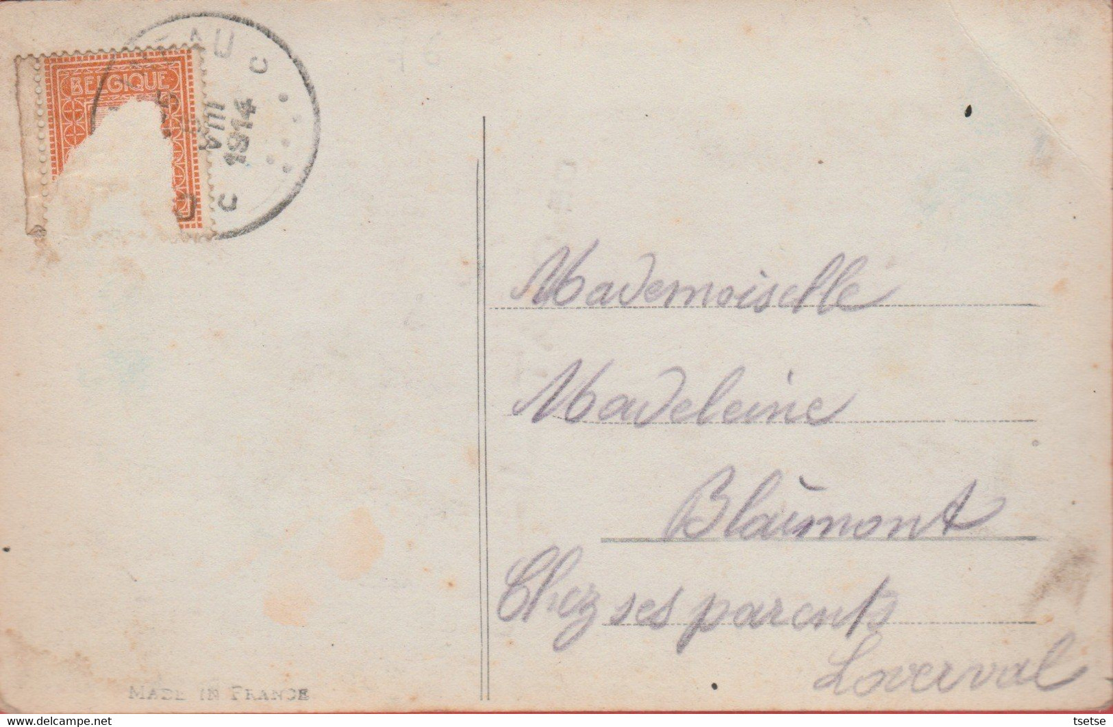 Châtelineau - Une Pensée De ... - Loco Vapeur, Jolie Fantaisie -1914 ( Voir Verso ) - Chatelet