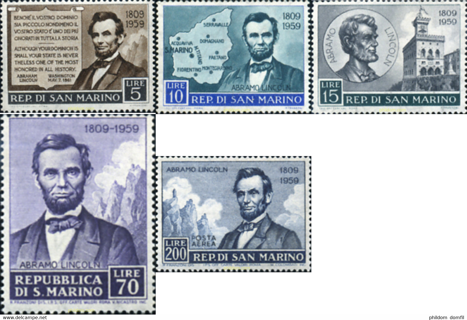 165700 MNH SAN MARINO 1959 150 ANIVERSARIO DEL NACIMIENTO DE ABRAHAM LINCOLN - Usati