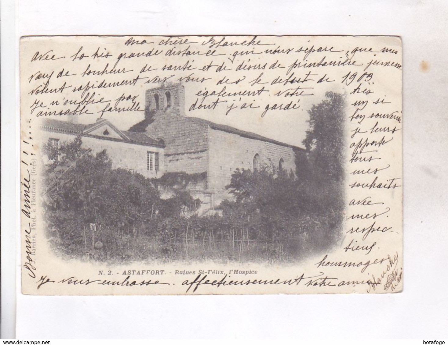 CPA DPT 47 ASTAFFORT, RUINES ST FELIX , L HOSPICE  En 1903! - Astaffort