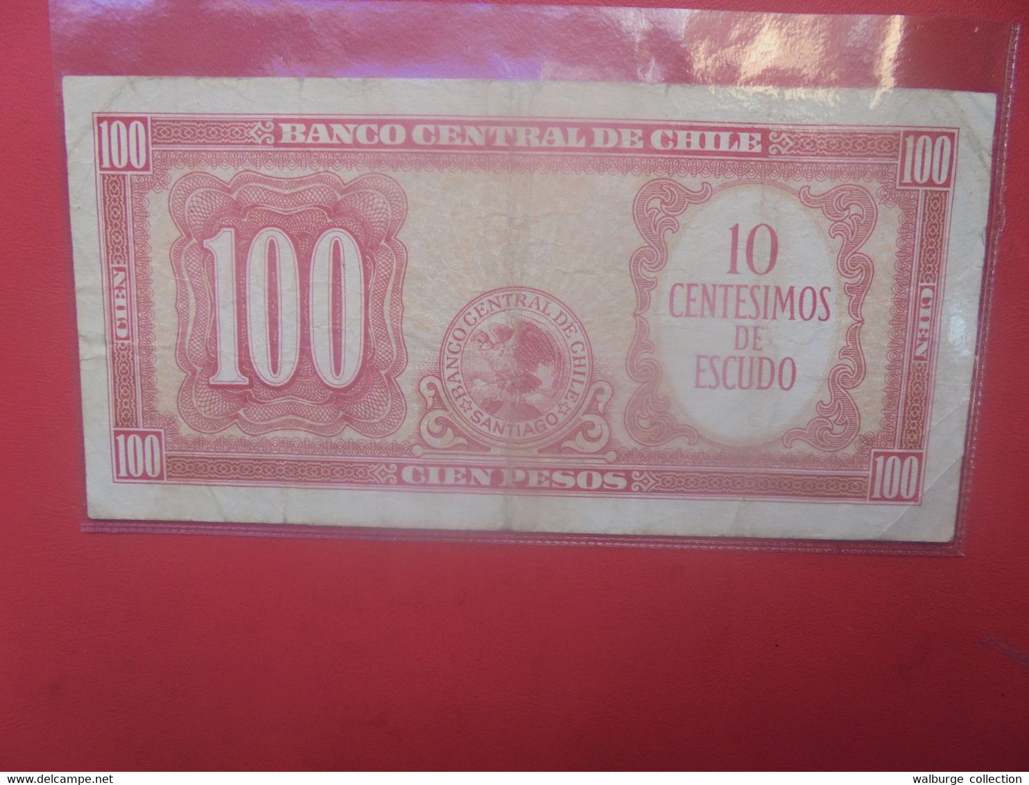 CHILI 10 Centimos/100 Pesos 1960-61 Circuler (L.14) - Chili