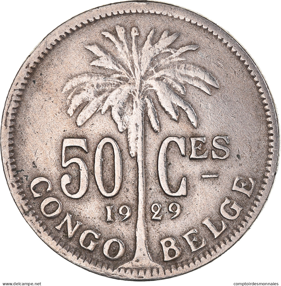 Monnaie, Congo Belge, Albert I, 50 Centimes, 1929, TTB, Cupro-nickel, KM:22 - 1910-1934: Albert I.