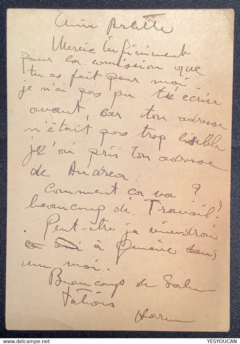 PARIS RUE DANTON 1952 Cad Entier Postal C.p 12f Gandon+Armoiries > Genéve Avec Timbre-taxe Suisse (France Schweiz - Standaardpostkaarten En TSC (Voor 1995)