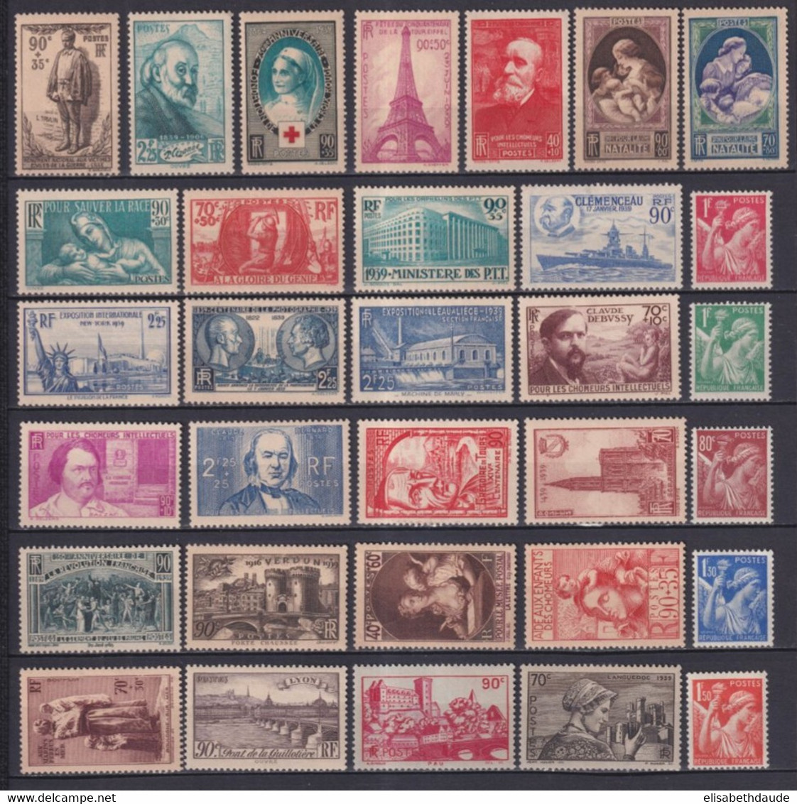 1939 - ANNEE COMPLETE YVERT N°419/450 * MH  - COTE = 157 EUR. - 32 TIMBRES - ....-1939