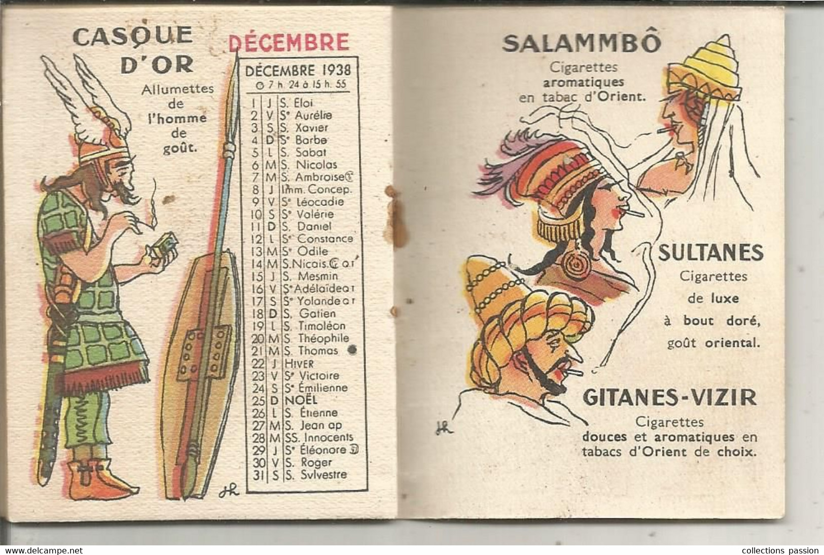 Calendrier , Almanch, Tabacs Et Allumette SEITA, 1938, NAJA ,MOUSQUETAIRE,CYRANO, CAMPEON....., 4 Scans - Kleinformat : 1921-40