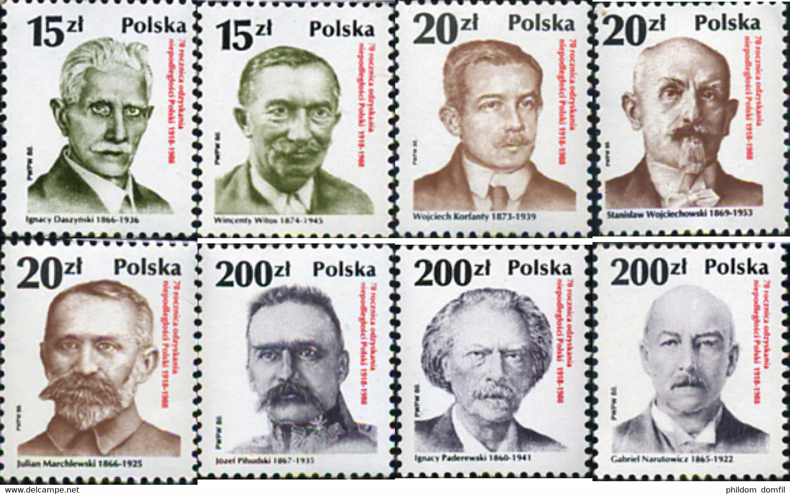 168465 MNH POLONIA 1988 70 ANIVERSARIO DE LA INDEPENDENCIA POLACA - Unclassified