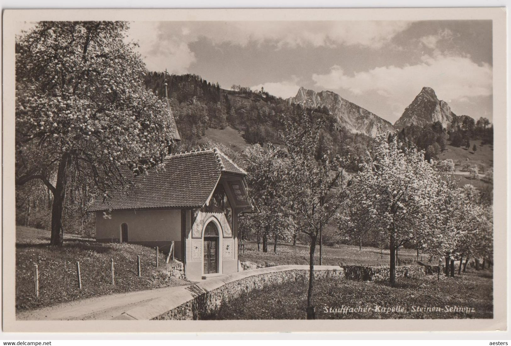 Steinen 1944; Stauffacher Kapelle - Gelaufen. (J. Gaberill - Thalwil) - Steinen